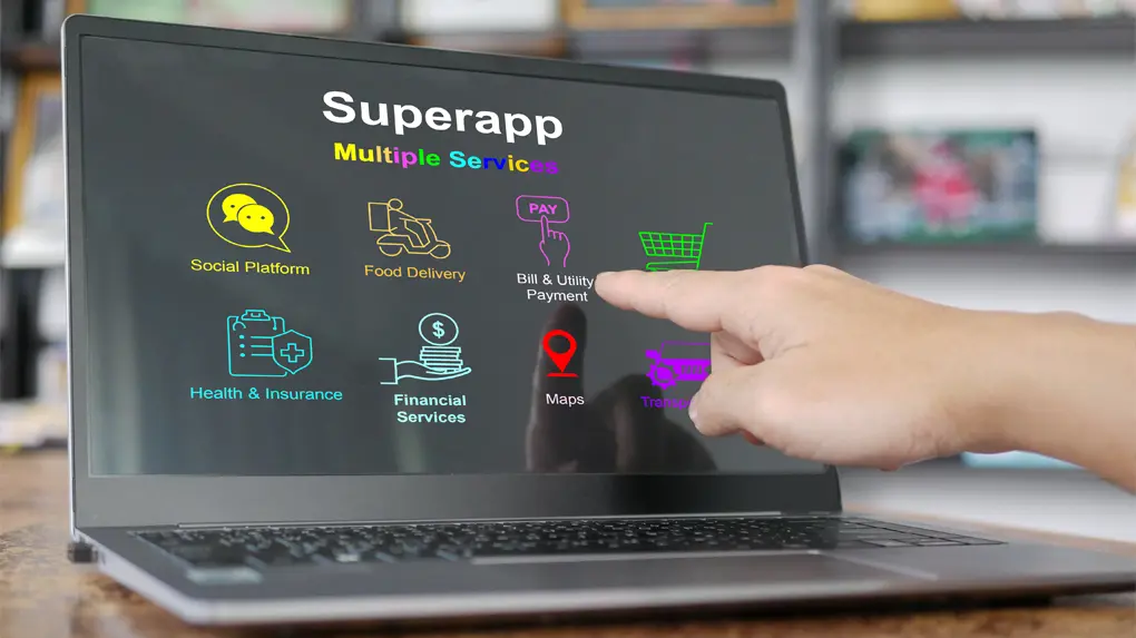 Laptop screen split showing a browser window on one side and a native desktop application on the other